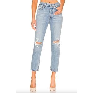 AGOLDE Riley High Rise Straight Crop Light Wash Size 26 casual ankle button fly